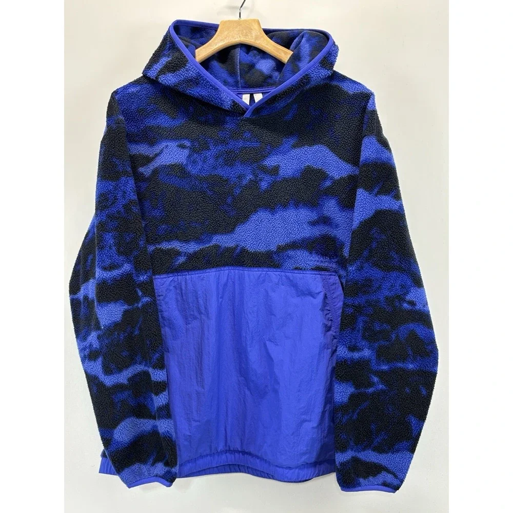 Adidas Men's Adventure Polar Fleece Allover Print Hoodie In Sonic Ink XL